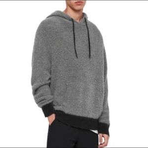 NWT All Saints Men’s Tremett Gray Slim Hoodie M